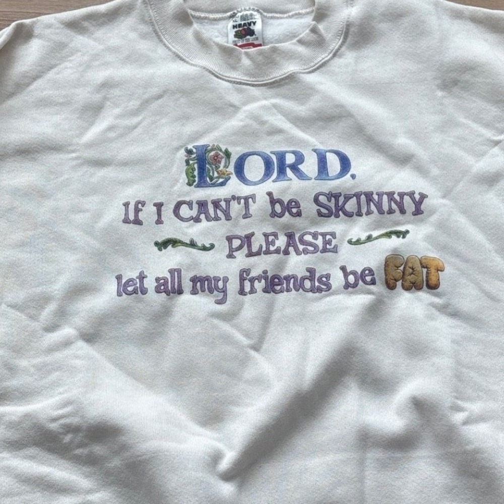 Vintage Fruit of the Loom Sweatshirt fat gag gift Funny Embroidered Graphic XL